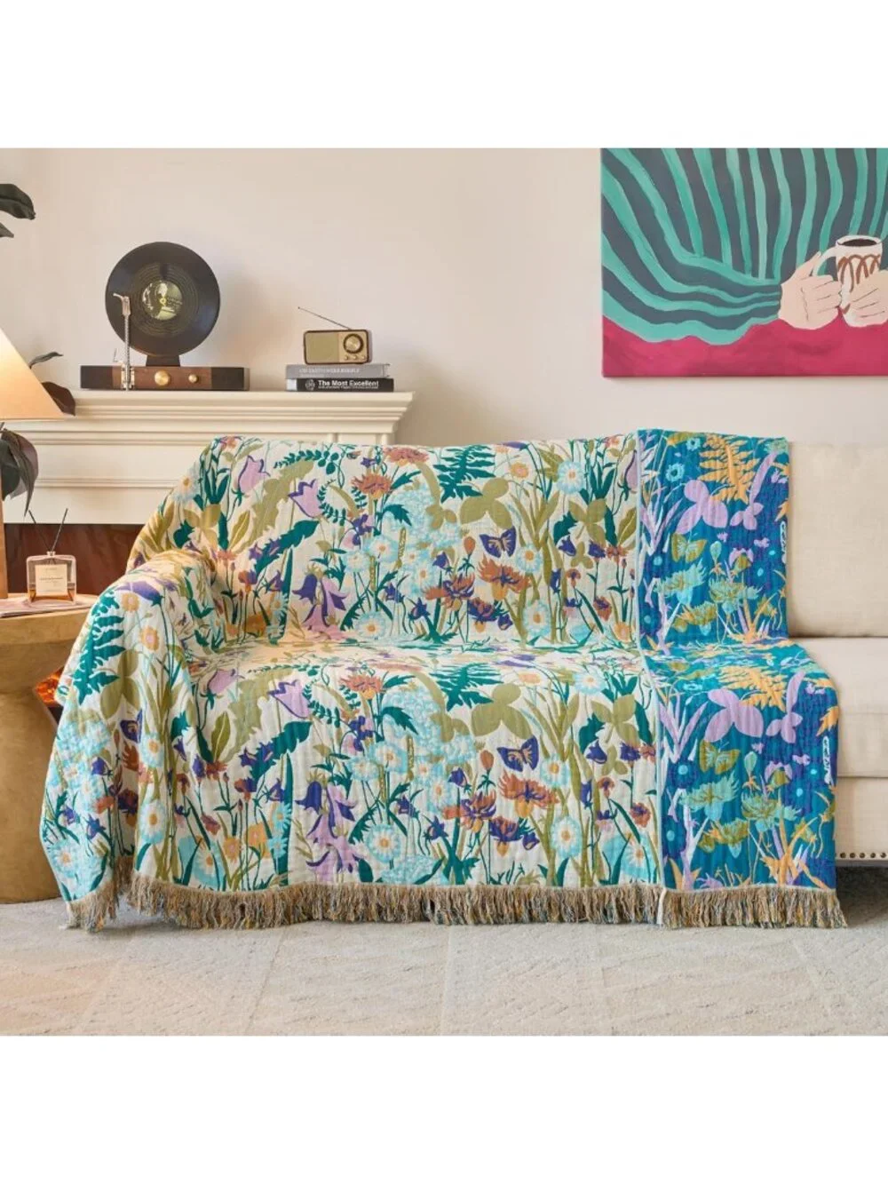 Boho Floral Throw Blanket 50